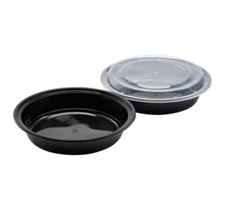 48oz PP Plastic Microwavable Round Food Containers and Lids (150 sets)