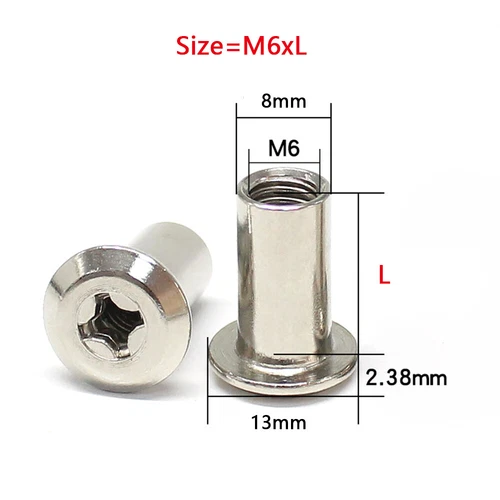 M6 Nickel Steel Rivet Nut Phillips Furniture Connector Cap Nuts Barrel Nut - Picture 3 of 6