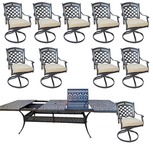 11 piece outdoor dining patio set cast aluminum furniture 132 extension table. - Picture 1 of 11