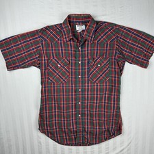 Vintage Ruddock Shirt Mens M 15 1/2 Plaid Western Pearl Snap Cowboy Rodeo Ranch