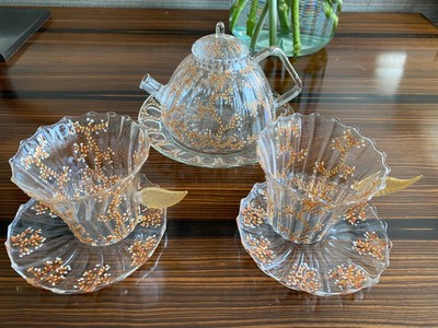 Christian Dior Handblown Glass Tea Set - Teapot & 2 Teacups | eBay