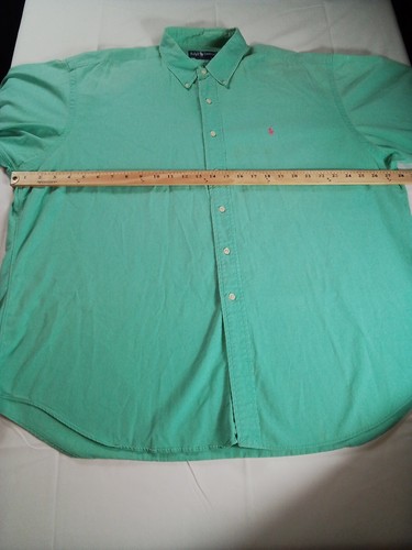 Camisa abotonada Ralph Lauren verde pastel para hombre talla XXL manchas pequeñas - Imagen 7 de 12