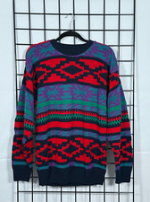 Vtg 90s Cosby Sweater Mens M Multicolor 90s Geometric Knit USA Made Colorful
