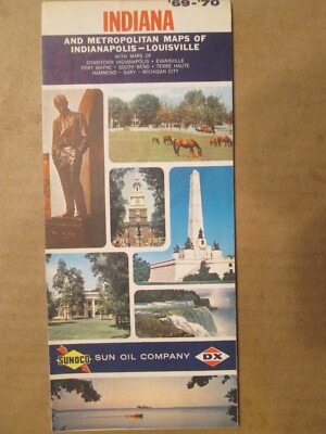 Sun Oil Sunoco Highway Road Map of Indiana 1969-70