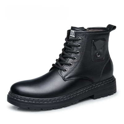 Leather Men Ankle Boots High Top Waterproof Sneakers Comfort Non-Slip Snow Boots