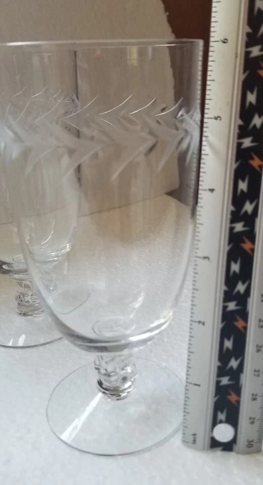 4 FOSTORIA HOLLY CRYSTAL 12-OUNCE FOOTED ICED TEA Glass - Image 4 of 4