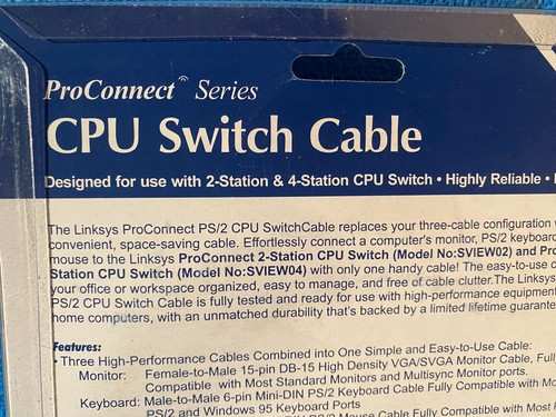 Cable conmutador CPU ProConnect Linksys modelo SVPS06 NUEVO EN CAJA - Imagen 6 de 6