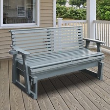 2-Seat Wooden Glider Bench Chair Patio Rocker Heavy-Duty Outdoor Garden Patio