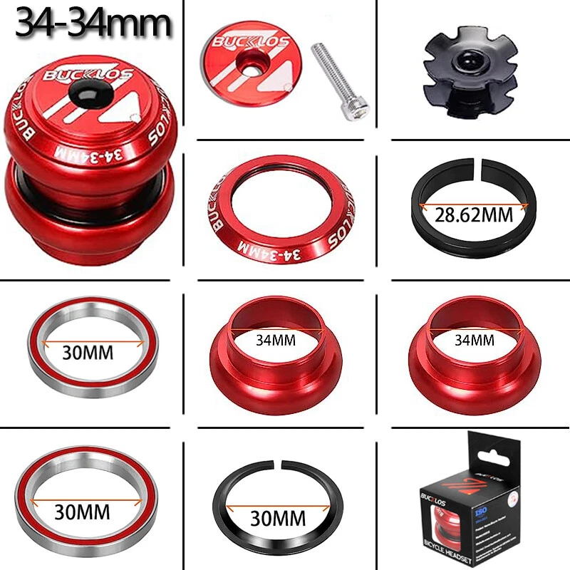 34mm 1-1/8" Threadless MTB Road Bike Bicycle Sealed External Bearing Headset Set - Image 3 of 4