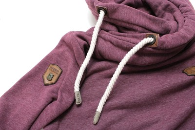 NAKETANO Hoodie Womenu0026#039;s LARGE Pullover Pockets Logo Melange Burgundy |  eBay