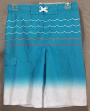 Cat Jack Youth Boys Swim Shorts Blue White Tie Waist Size 16