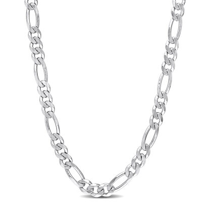 Amour Sterling Silver 5.5mm Figaro Chain Necklace - 20 in.