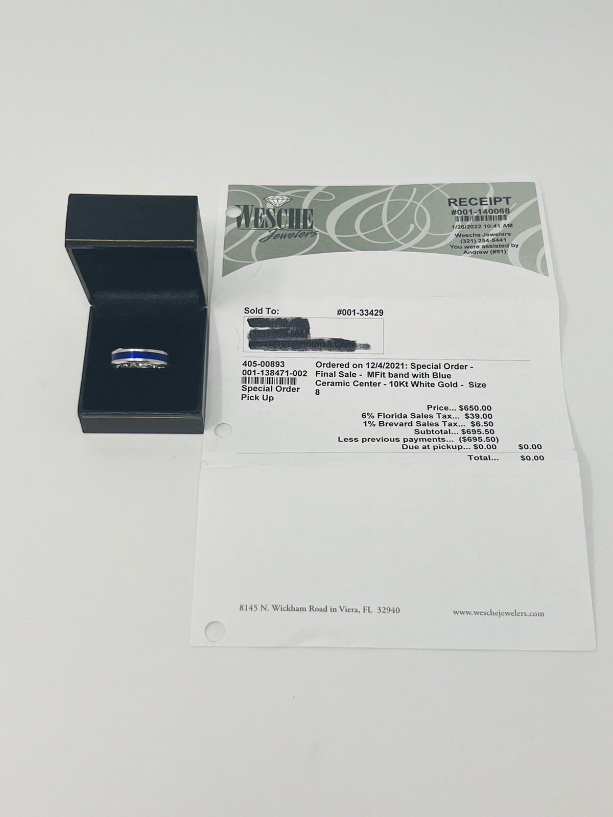 Mens MFit Wedding Band 10K White Gold Size 8 W/ Blue Ceramic Center | eBay