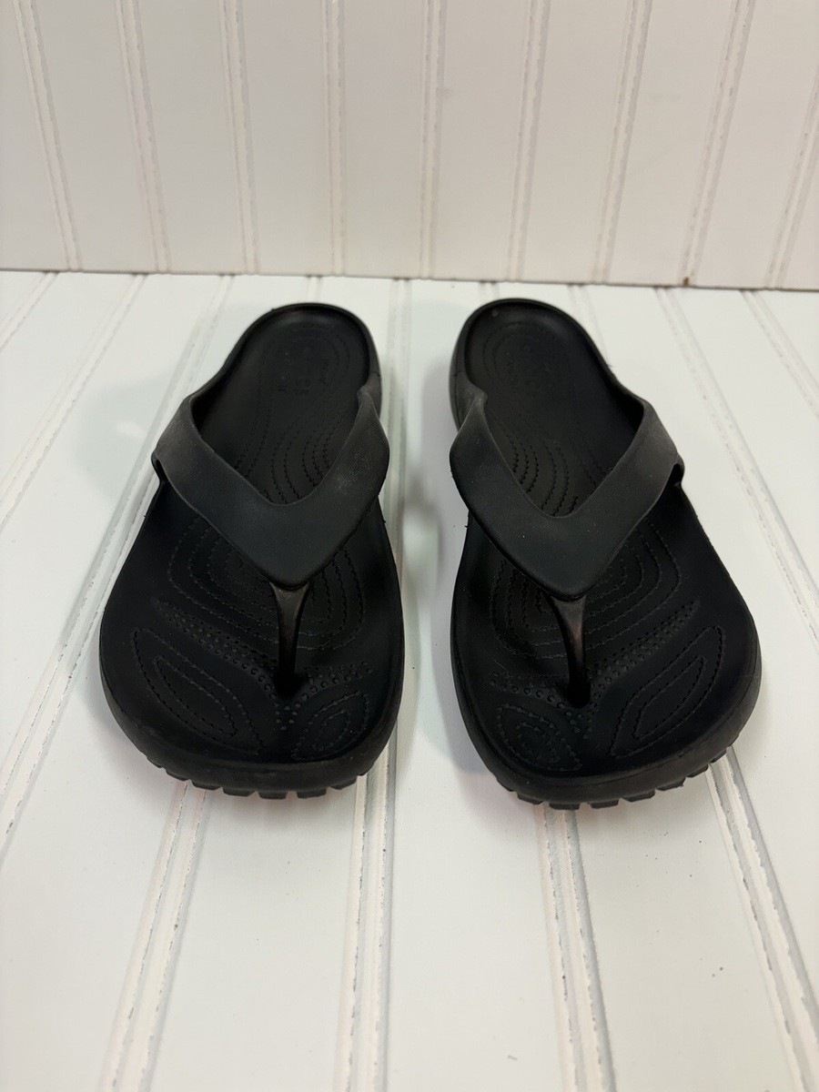 Crocs Black Iconic Comfort Flip Flops Thong Sandals Women display picture 1
