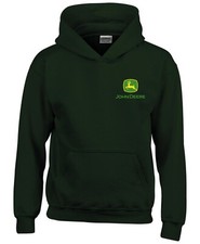 John Deere Green Embroidered Hoodie Kids Age 3 - 13