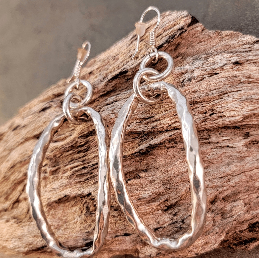 Sterling Contemporary Hammered Statement Hoop Ear… - image 4