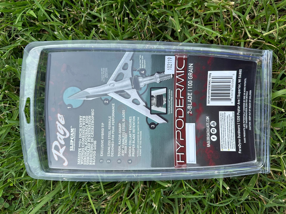 2 packs Rage Hypodermic Broadheads 100 Grain 2" Cut with PRACTICE POINT - Image 2 of 2