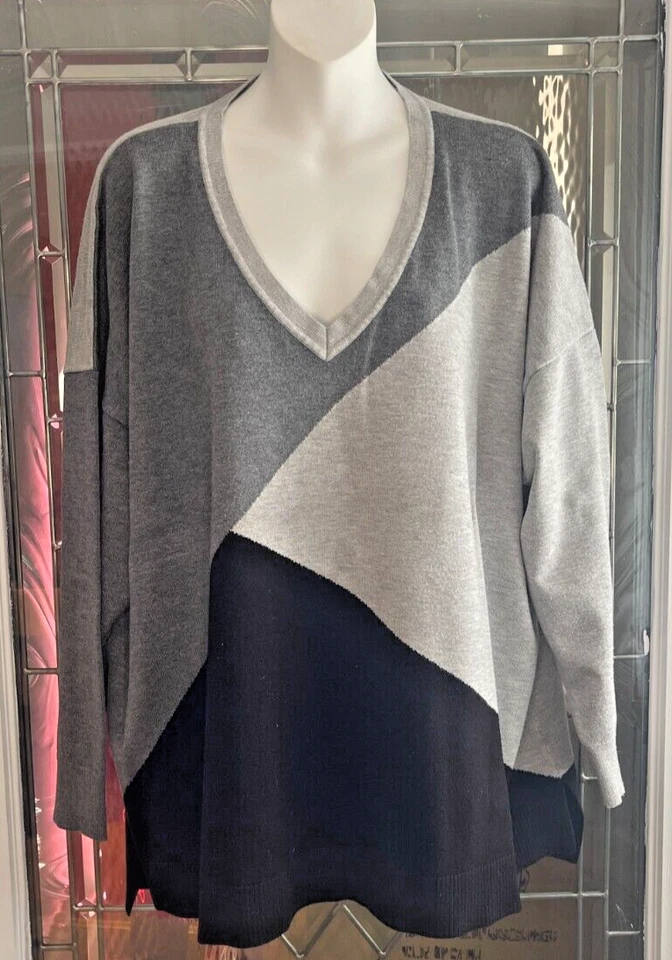 Suéter Pullover Verve Ami Mujer Gris y Negro 3X De Colección Foto 2 de 4