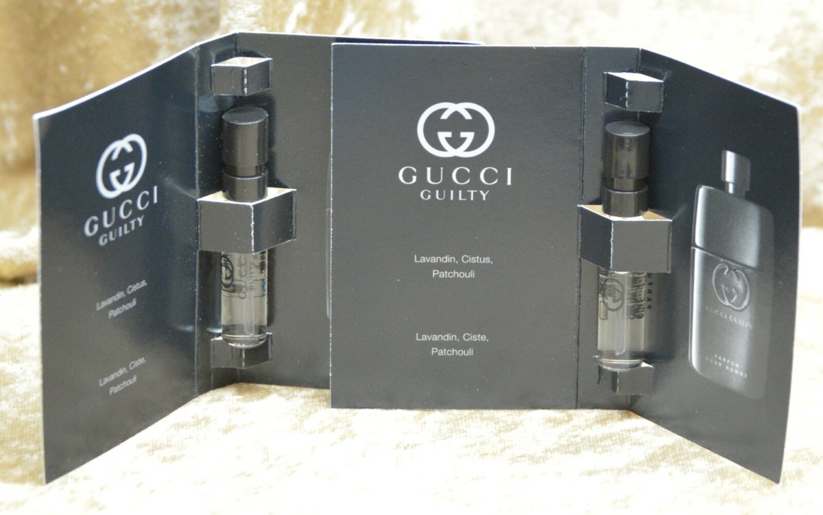 GUCCI GUILTY POUR HOMME PARFUM 2 x SAMPLES 0.06 FL. OZ. 1.5 ML