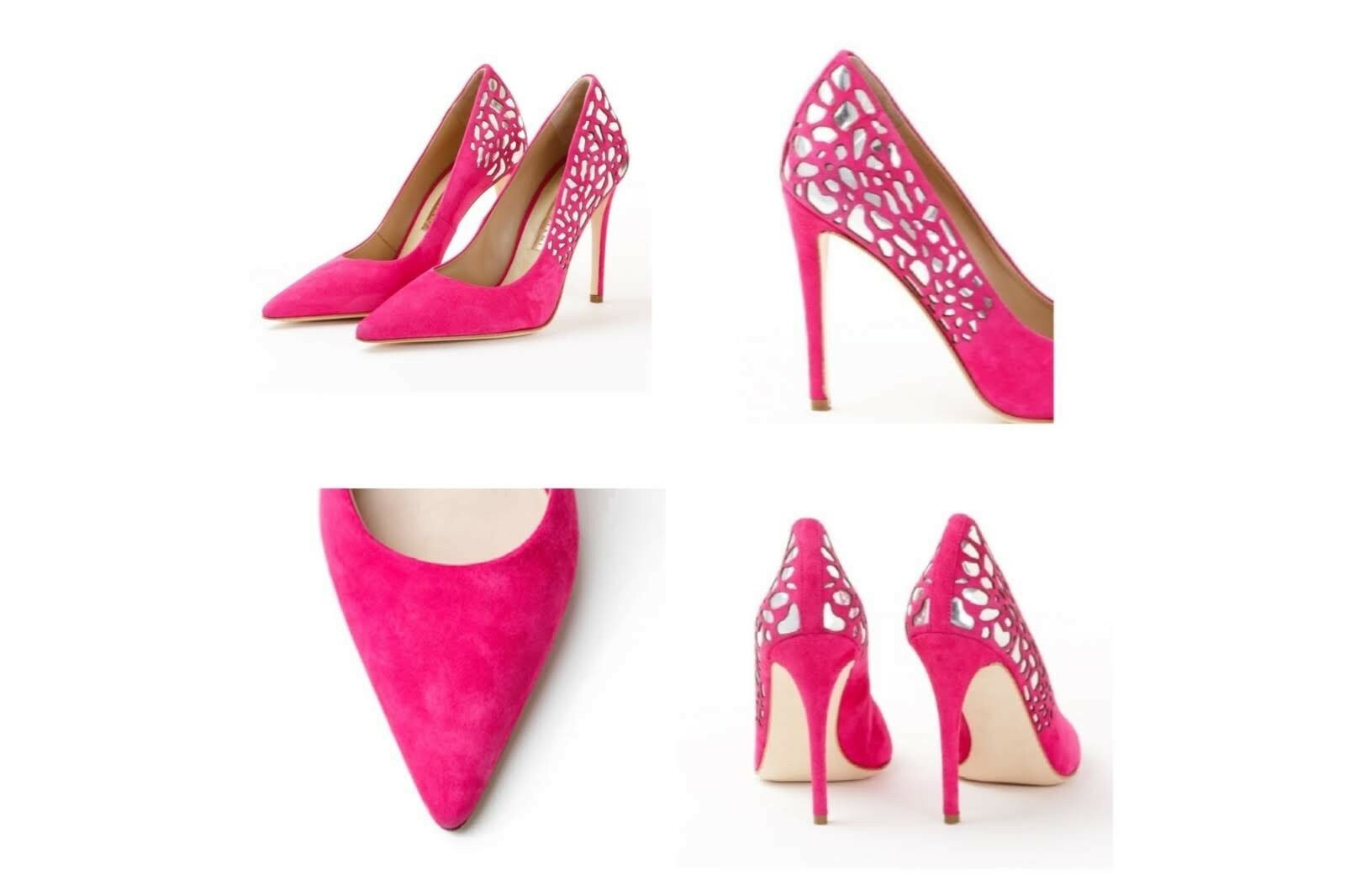 Meenu Graziani Pink & Sliver High Heel Pump Size 7/ 40 New with Box eBay