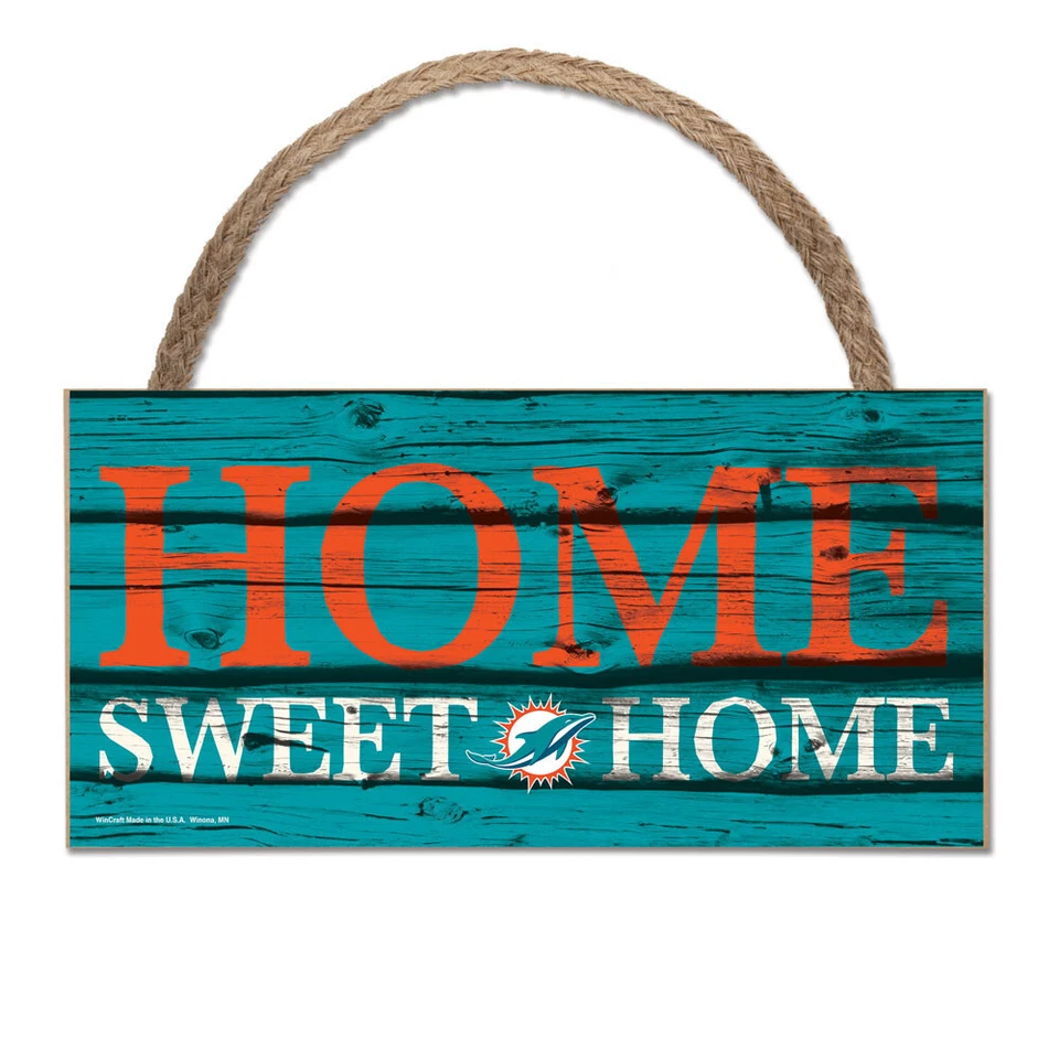 NFL Miami Dolphins Home Sweet Wood Sign Holzschild Holz Wandschmuck Deko - Bild 1 von 1