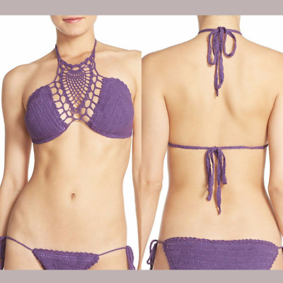 NWD Lisa Maree 'The Sea Ahead' Crochet Bikini Top Purple [ SMALL ] #415