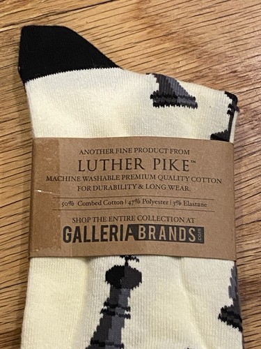 Calcetines para hombre LUTHER PIKE Seattle PIEZAS DE AJEDREZ ~ Se adapta a 8-13 ~ elástico marfil/negro nuevos con etiquetas - Imagen 5 de 5