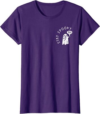 Cute Spooky Ghost Boo Pocket Funny Halloween Ladies' Crewneck T-Shirt