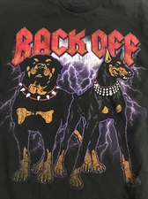 ODM T Shirt Mens M Black Back Off Black Dogs Lighting Graphic Logo~Doberman