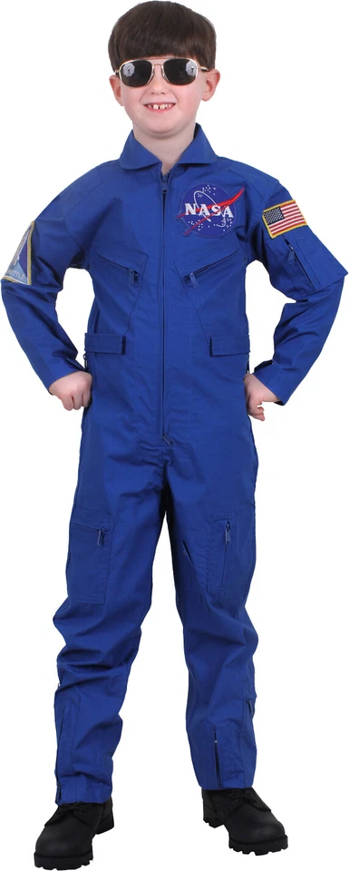 Kids Blue NASA Space Camp Flight Suit, Aviator Coveralls Air Force Jumpsuit - Image 2 of 3