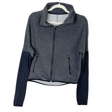 Nike Zip Jacket Womens Size Small Gray Black Funnel Neck