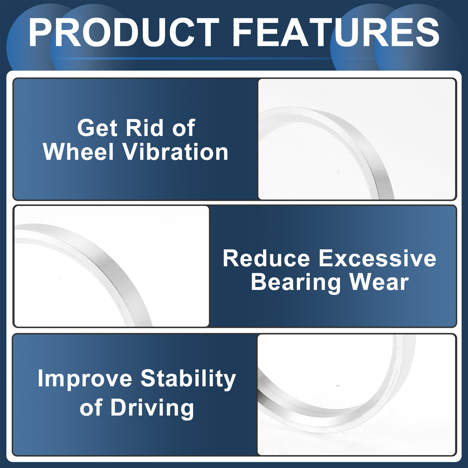 OD 74.1mm to ID 66.1mm Car Wheel Hub Centric Rings Aluminium Alloy 4 Pcs