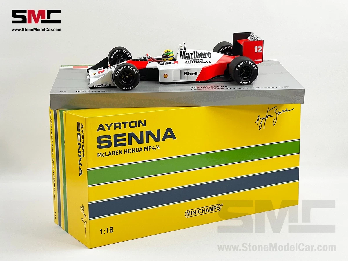 Mclaren MP4/4 Ayrton Senna 1988 F1 World Champion 1:18 MINICHAMPS Box with  Decal