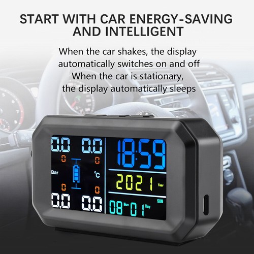 Wireless Solar TPMS LCD Car Tire Pressure Monitoring System 4 External Sensors - Picture 3 of 11