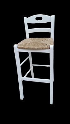 SGABELLO BAR seduta 67cm paglia con schienale legno bianco SNACK
