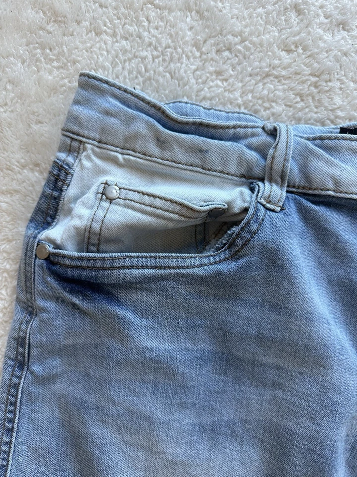 Dollhouse Jean Mini Skirt Frayed 2 Tone Juniors Women Size 13 Large L Pockets  - Image 3 of 4