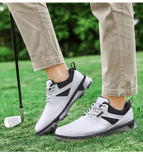 Zapatos de golf para hombre impermeables de cuero zapatillas de golf antideslizantes zapatos con púas de golf - Imagen 8 de 11