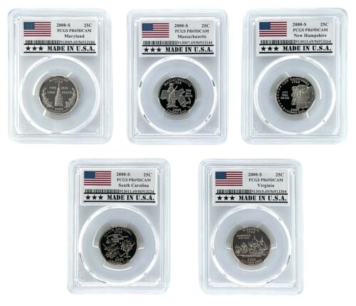 2000 S Clad Quarter 5 Coin Set PCGS PR69 Ultra Cameo - Made In USA Holder w/Case - Picture 2 of 3