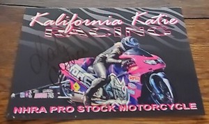 KATIE JUSTICE KALIFORNIA NHRA SIGNED PRO STOCK MOTORCYCLE SUKUZI HANDOUT 2022