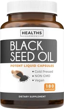 Healths Harmony Black Seed Oil - 180 Softgel Capsules (Non-GMO & Vegan) Premium