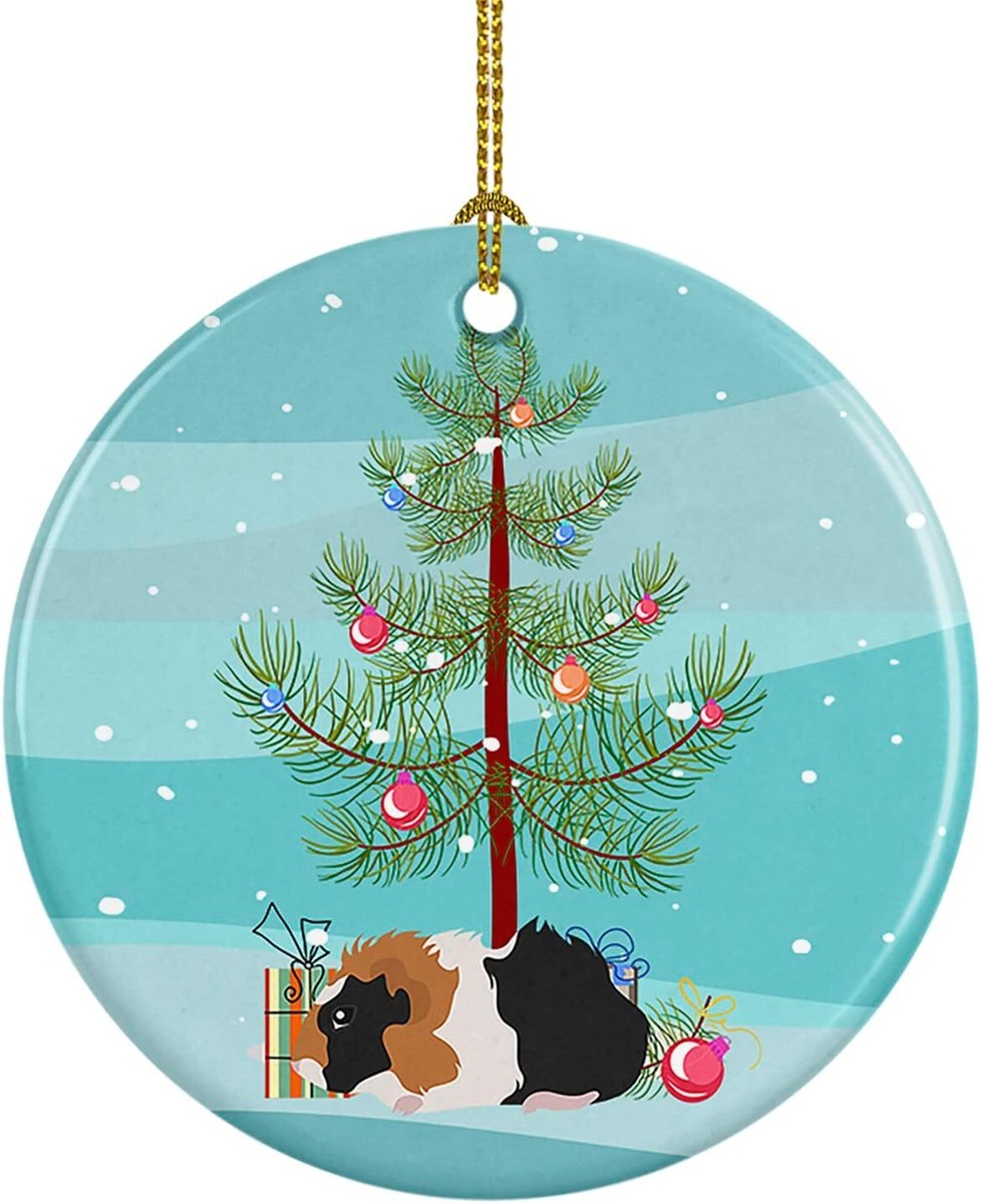Abyssinian Guinea Pig Merry Christmas Ceramic Ornament CK4438CO1