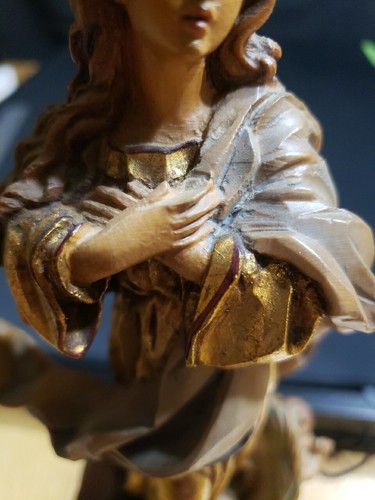 Madonna And Cherubs Wood Sculpture ANRI Italy Figurine 13” Tall - 第 15/21 張圖片