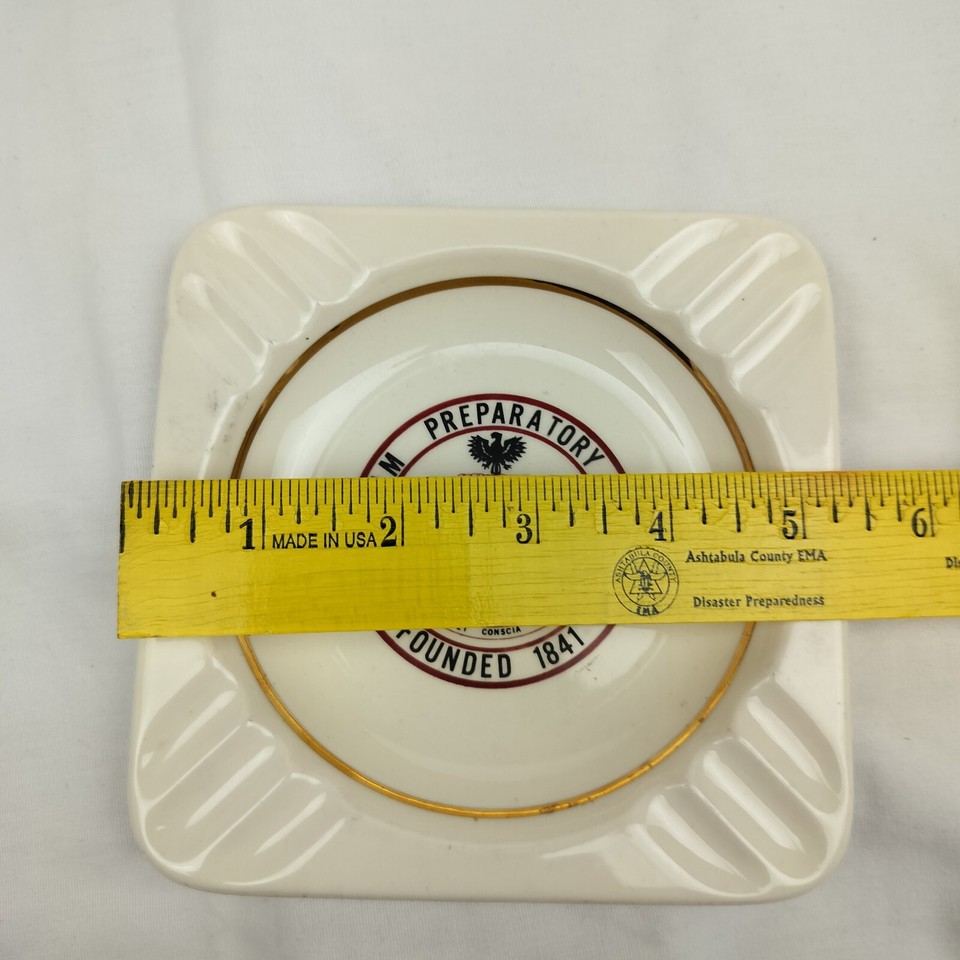 Fordham Preparatory School Ashtray Vintage Porcelain Coat Of Arms Gold