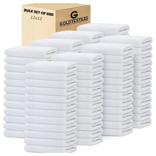 Ensemble de serviettes en tissu de lavage 12 x 12 coton mélange lot en vrac 12,24,48,60,120,480,600 serviettes - Photo 1/48