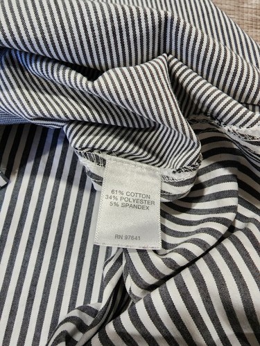 J Jill Button Down Shirt Top Small Striped Cotton Blend Women's White Charcoal - Picture 6 of 11