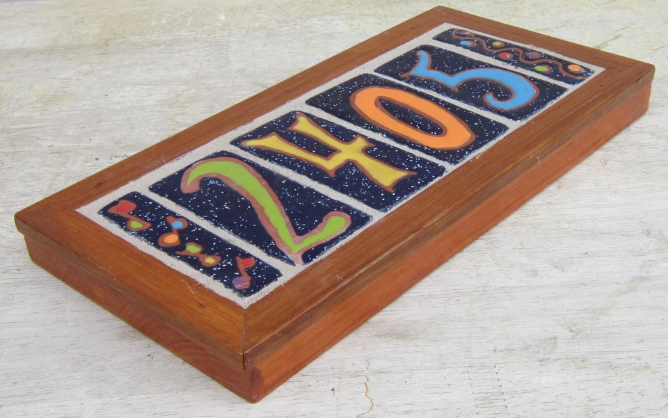 2405 AZULEJOS DE ARCILLA HECHOS A MANO ~ DIRECCIÓN DE LA CASA ~ LETRERO ENMARCADO de una placa Foto 2 de 4