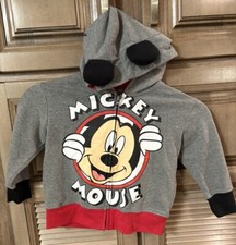 Vtg Disney Mickey Mouse Zip UP Sweatshirt Ears Hoodie 2T Characters Signed Autos