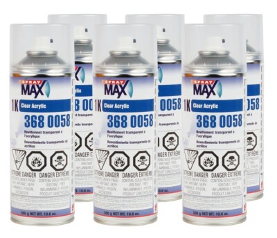 SprayMax 3680058 1K Acrylic Clear Coat 10.6 oz 1 Case (6 Cans)