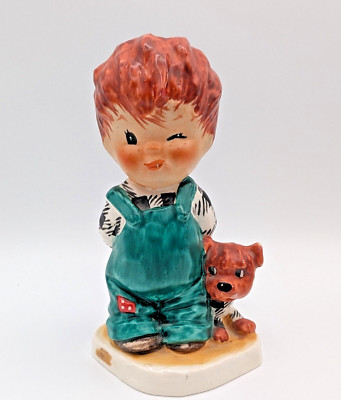 Vintage Goebel Redhead Boy With Dog Figurine Charlot  BYJ 2 1957