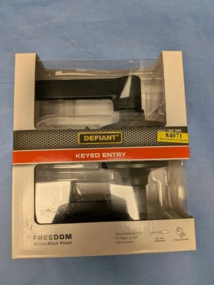 New Defiant Freedom Keyed Entry Door Lever Matte Black Finish, Free Shipping.